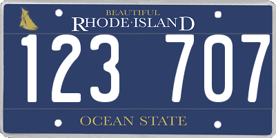 RI license plate 123707
