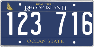 RI license plate 123716