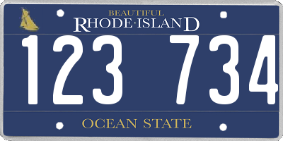 RI license plate 123734