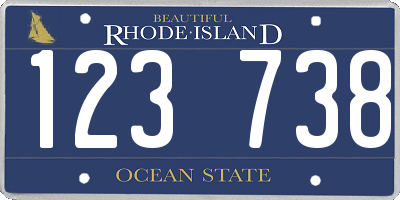 RI license plate 123738