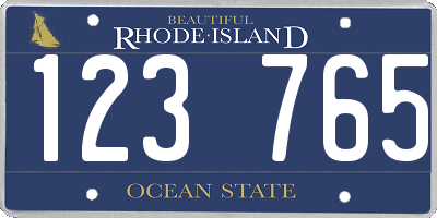 RI license plate 123765