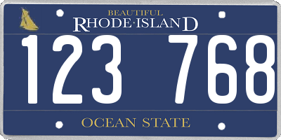 RI license plate 123768
