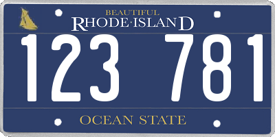 RI license plate 123781