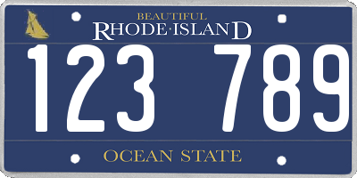 RI license plate 123789