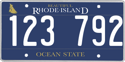 RI license plate 123792