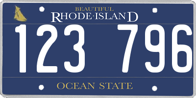 RI license plate 123796