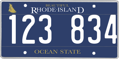 RI license plate 123834