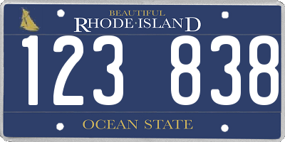 RI license plate 123838