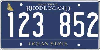 RI license plate 123852