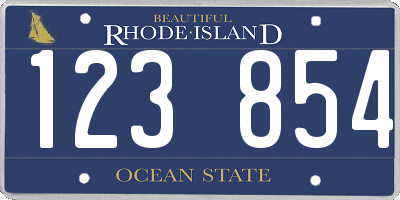 RI license plate 123854
