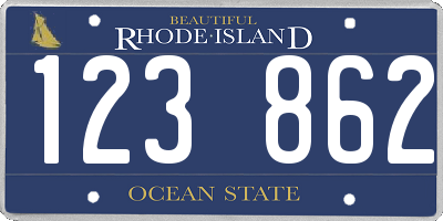 RI license plate 123862