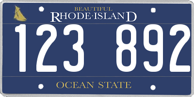 RI license plate 123892