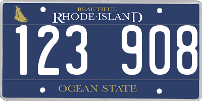 RI license plate 123908