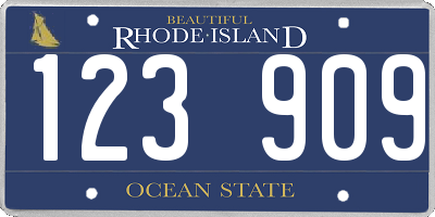 RI license plate 123909