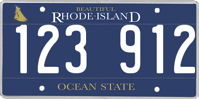 RI license plate 123912