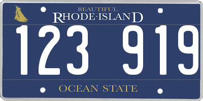 RI license plate 123919