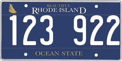 RI license plate 123922