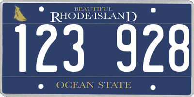 RI license plate 123928