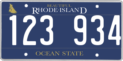 RI license plate 123934