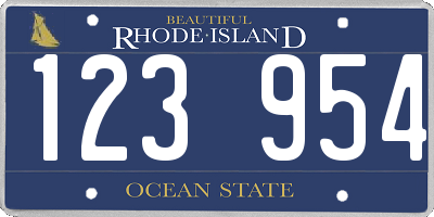 RI license plate 123954