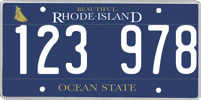 RI license plate 123978