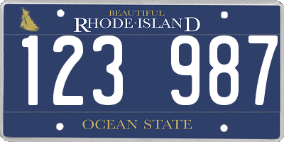 RI license plate 123987