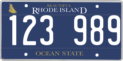 RI license plate 123989