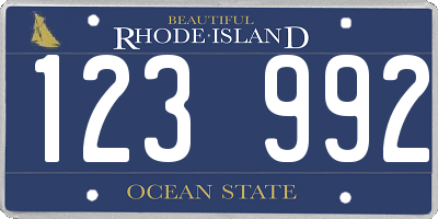 RI license plate 123992