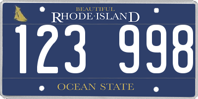RI license plate 123998