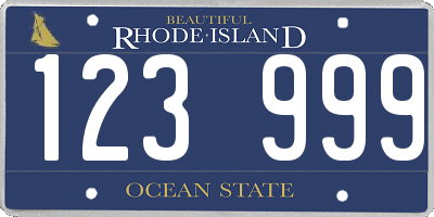 RI license plate 123999