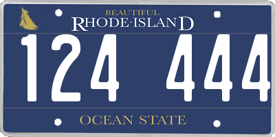 RI license plate 124444