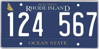 RI license plate 124567