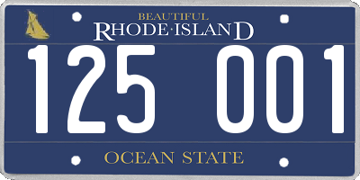RI license plate 125001