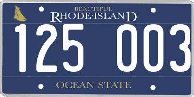 RI license plate 125003
