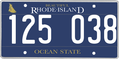 RI license plate 125038
