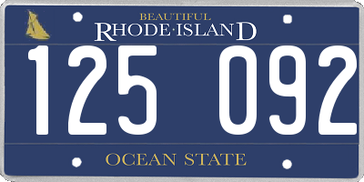 RI license plate 125092