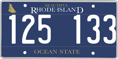 RI license plate 125133