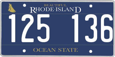 RI license plate 125136