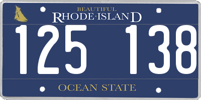 RI license plate 125138