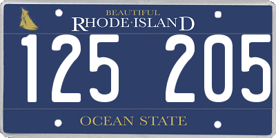 RI license plate 125205
