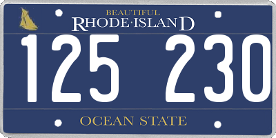 RI license plate 125230