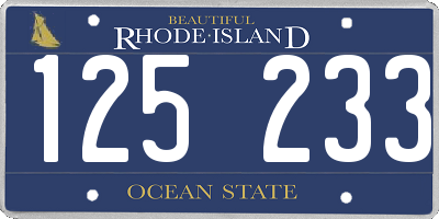 RI license plate 125233