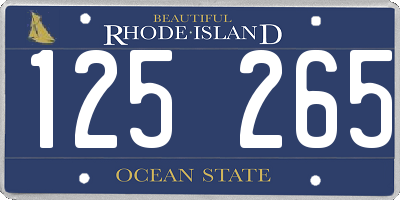 RI license plate 125265