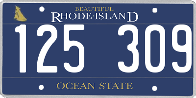 RI license plate 125309