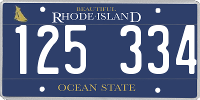 RI license plate 125334