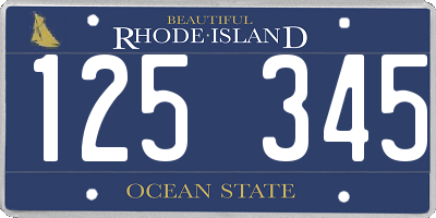 RI license plate 125345
