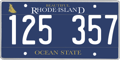 RI license plate 125357
