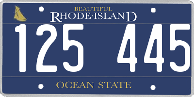 RI license plate 125445