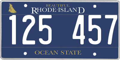 RI license plate 125457