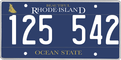 RI license plate 125542